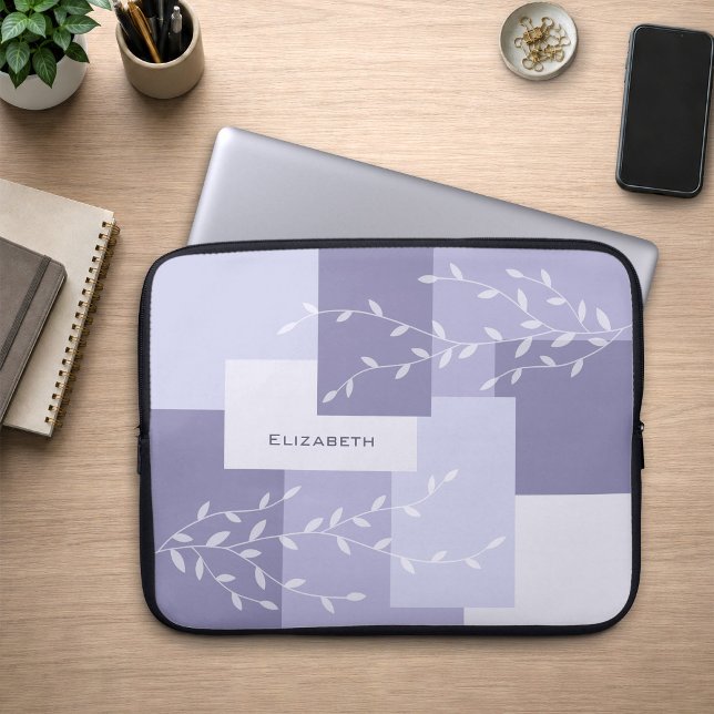 Capa Para Notebook Estojo para Laptop Botânico Geométrico Roxo (Criador carregado)