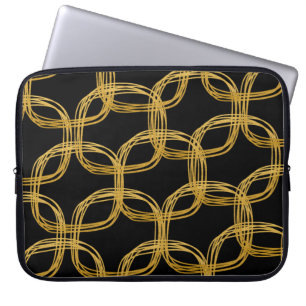 Capa Para Notebook Estojo para Laptop Chic Círculo Rabisco Folha Dour