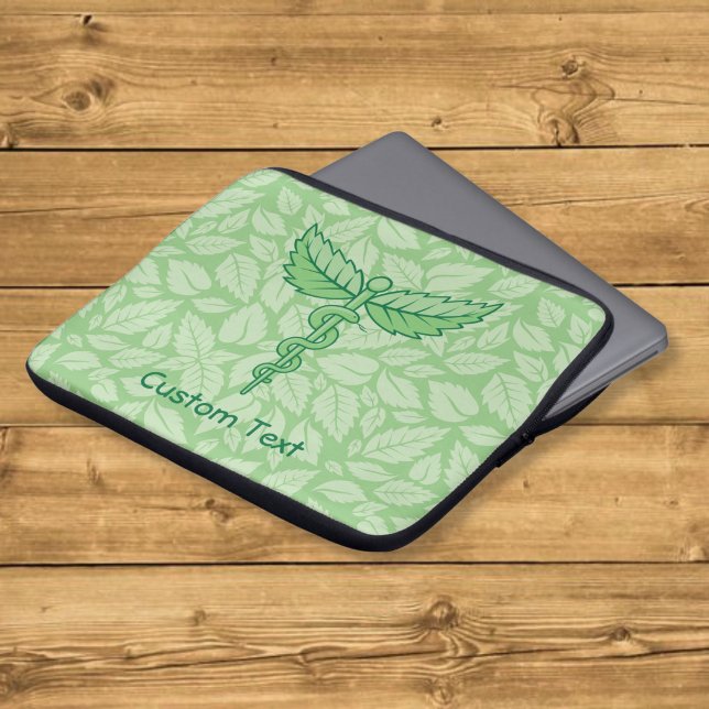 Capa Para Notebook Estojo para Laptop com Caduceu e Folhas ao Fundo (Criador carregado)