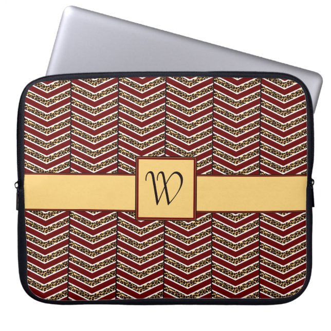 Capa Para Notebook Estojo para Laptop com Estampa de Leopardo em Chev (Frente)