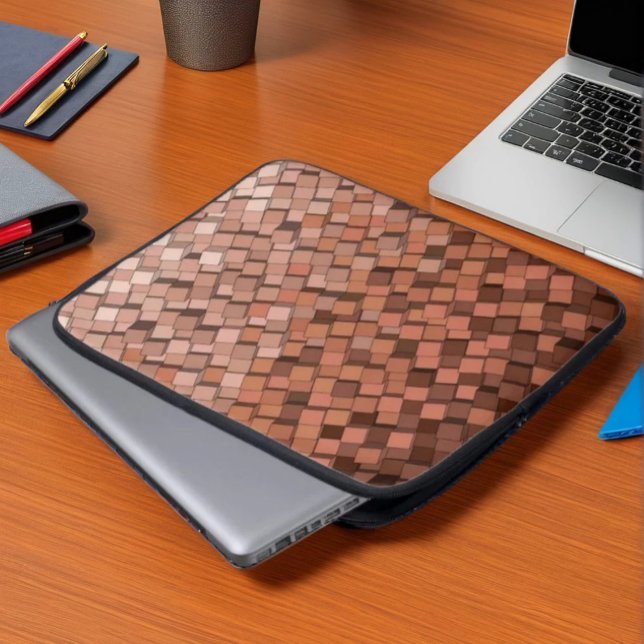 Capa Para Notebook Estojo para Laptop com Padrão de Cubo 3D em Mocha  (Criador carregado)
