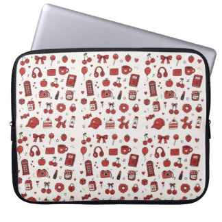 Capa Para Notebook Estojo para Laptop com Padrão de Rabiscos Vermelho