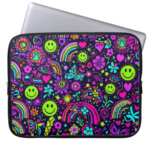 Capa Para Notebook Estojo para Laptop com Rosto Sorridente Psicodélic