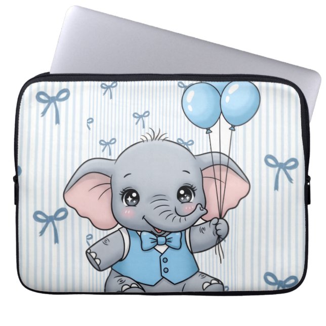Capa Para Notebook Estojo para Laptop de Bebê Elefante de Desenho Ani (Frente)