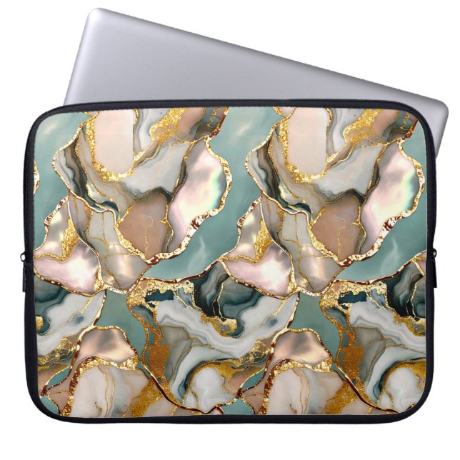Capa Para Notebook Estojo para Laptop em Mármore Turquesa com Veios D (Frente)
