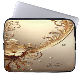 Capa Para Notebook Estojo para Laptop Floral Dourado Ornamentado