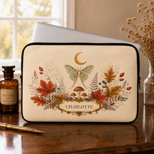 Capa Para Notebook Estojo Personalizado de Outono para Laptop com Mar (Personalized Autumn Luna Moth Witchy Laptop Sleeve)
