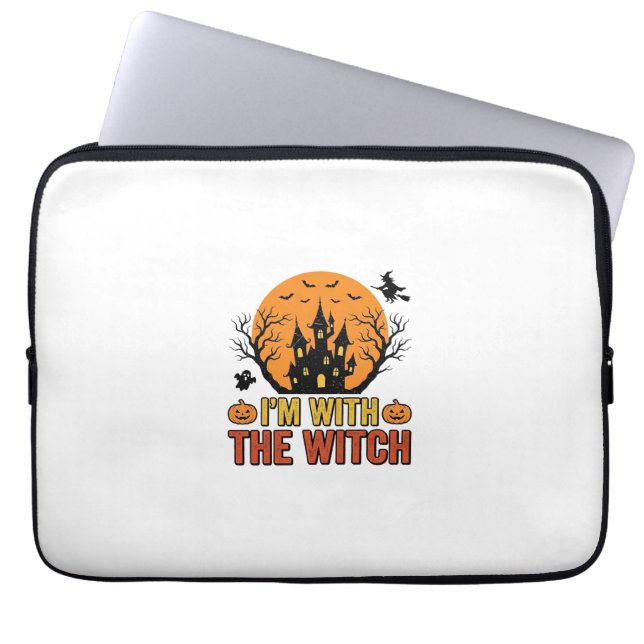 Capa Para Notebook Estou Com A Bruxa Design de Castelo de Halloween V (Frente)