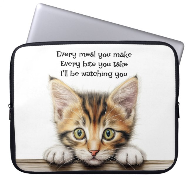 Capa Para Notebook Estou Observando Você Bolsa de Eletrônicos de Gato (Frente)