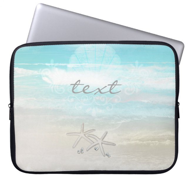 Capa Para Notebook Estrela-do-Mar Branca da Praia Elegante Chic de Ve (Frente)
