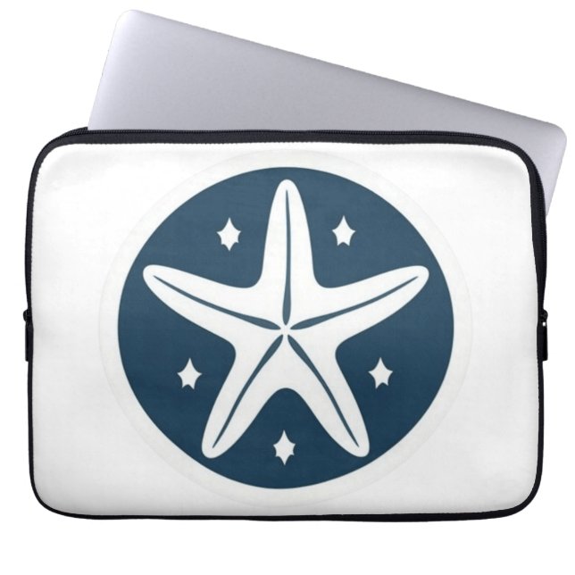 Capa Para Notebook Estrela-do-mar com Estrelas Brancas (Frente)
