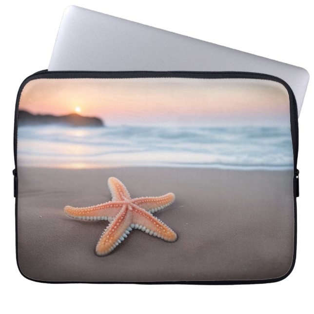 Capa Para Notebook Estrela-do-mar Deitada em uma Praia (Frente)