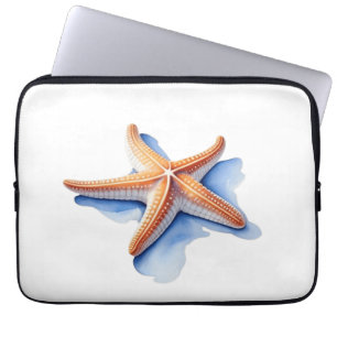 Capa Para Notebook Estrela do Mar e Silhueta Azul