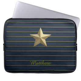 Capa Para Notebook Estrela Dourada em azul Marinho