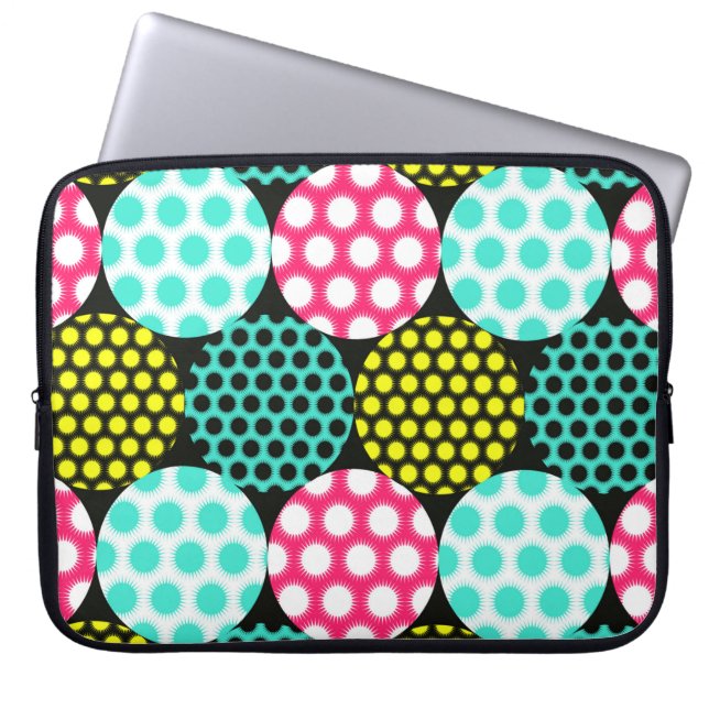 Capa Para Notebook estrelas círculos padrão uniforme em pop multicor (Frente)