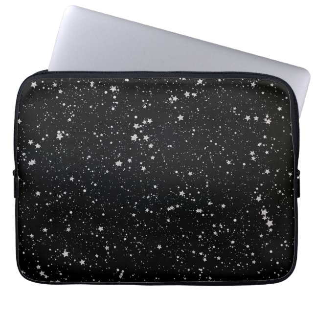 Capa Para Notebook Estrelas de Brilho2 - Preto Prateado (Frente)