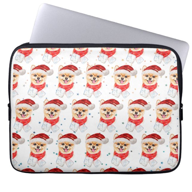 Capa Para Notebook Estrelas de Natal da Raça de Cachorro Pomerânia (Frente)