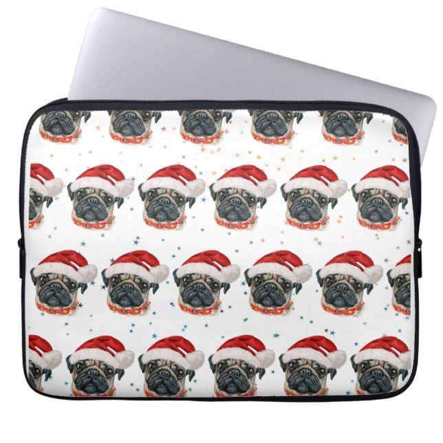 Capa Para Notebook Estrelas de Natal de Pug Dog Breed (Frente)