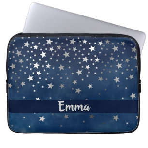 Capa Para Notebook Estrelas de prata caindo personalizadas celestiais