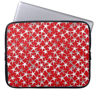 Capa Para Notebook Estrelas de prata no vermelho escuro