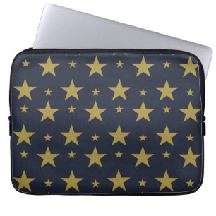 Capa Para Notebook Estrelas do ouro em azul Marinho - Elegante e Eter