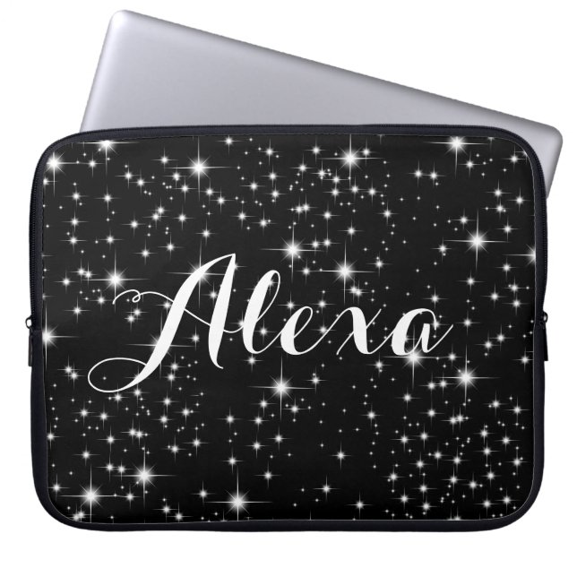 Capa Para Notebook Estrelas Grelhas em Preto (Frente)