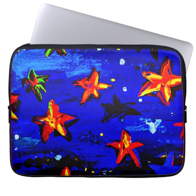 Capa Para Notebook Estrelas Laranja Brilhantes. Comprar Agora (Frente)