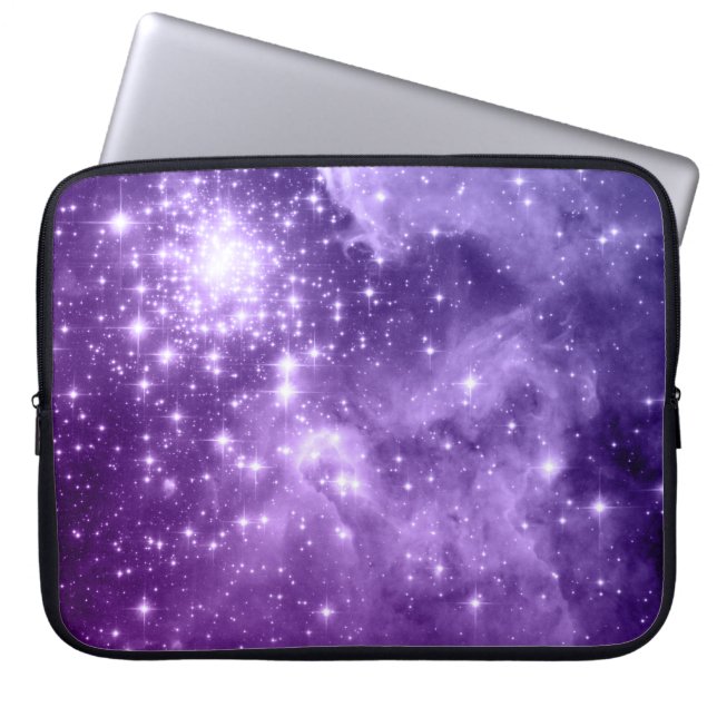 Capa Para Notebook Estrelas Mágicas Roxas Foto Espacial Celestial (Frente)