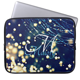 Capa Para Notebook Estrelas Místicas Monograma Brilho Personalizado