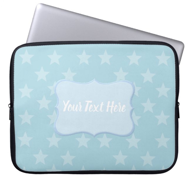 Capa Para Notebook Estrelas no Monograma Azul ou Nome Personalizado (Frente)