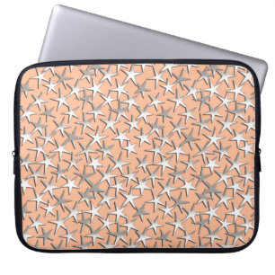 Capa Para Notebook Estrelas prateadas em rosa pêssego