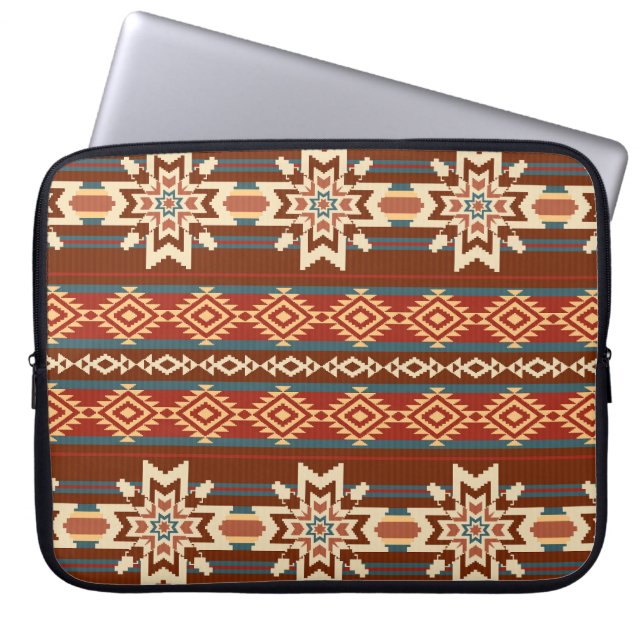 Capa Para Notebook Estrelas Têxteis Étnicas: Padrão de Abstrato. (Frente)