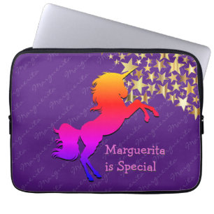 Capa Para Notebook Estrelas UNICORN Coloridas Roxo Personalizado