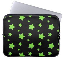 Capa Para Notebook Estrelas verdes em padrão negro