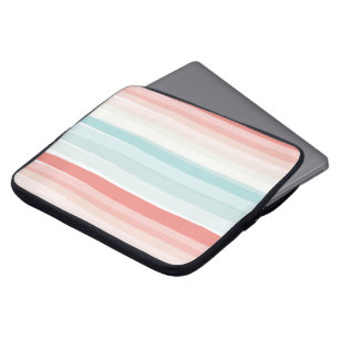 Capa Para Notebook Estrias de Verão em coral e turquesa