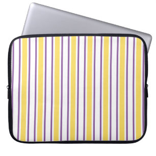 Capa Para Notebook Estrias doces brancas, púrpuras e amarelas