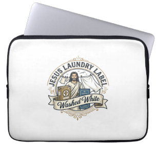 Capa Para Notebook Etiqueta de Lavanderia Jesus Lavado Branco Jesus L