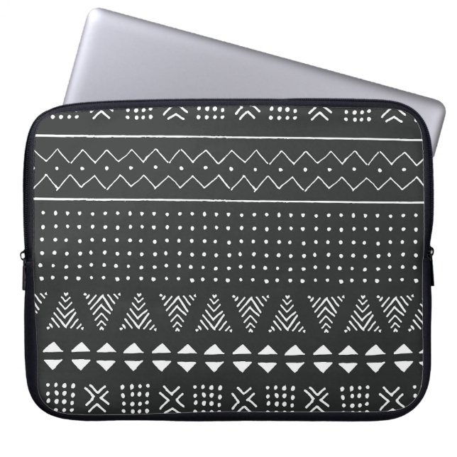 Capa Para Notebook Etnia tribal: padrão branco negro. (Frente)