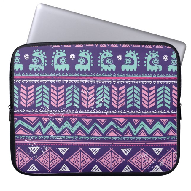Capa Para Notebook Étnica Tribal: Padrão Colorido Sem Costura. (Frente)
