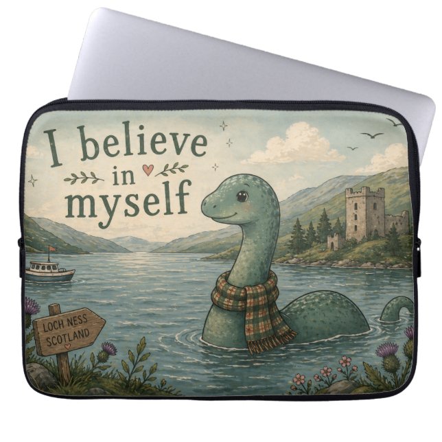 Capa Para Notebook Eu acredito em mim mesmo Monstro do Lago Ness capr (Frente)