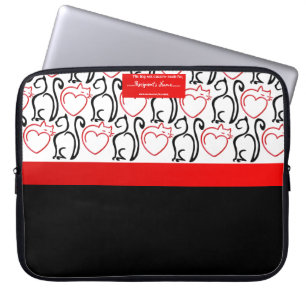 Capa Para Notebook Eu Adoro Gatos! (Contornos Vermelho+Preto) Persona