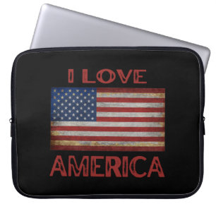 CAPA PARA NOTEBOOK EU AMO A AMÉRICA, BANDEIRA AMERICANA
