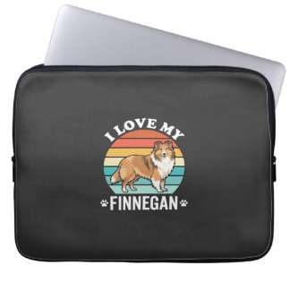 Capa Para Notebook Eu Amo Meu Finnegan Sheltie Retro Pôr do Sol