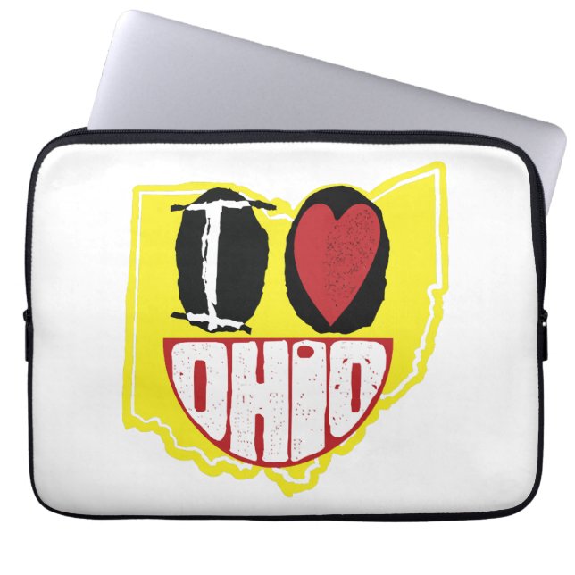 Capa Para Notebook Eu Amo Ohio Sorrindo De Rosto Feliz (Frente)