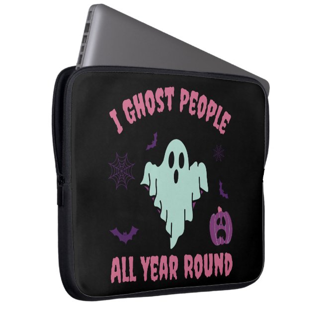 Capa Para Notebook Eu Ghost Pessoas O Ano Todo No Halloween (Frente Esquerda)