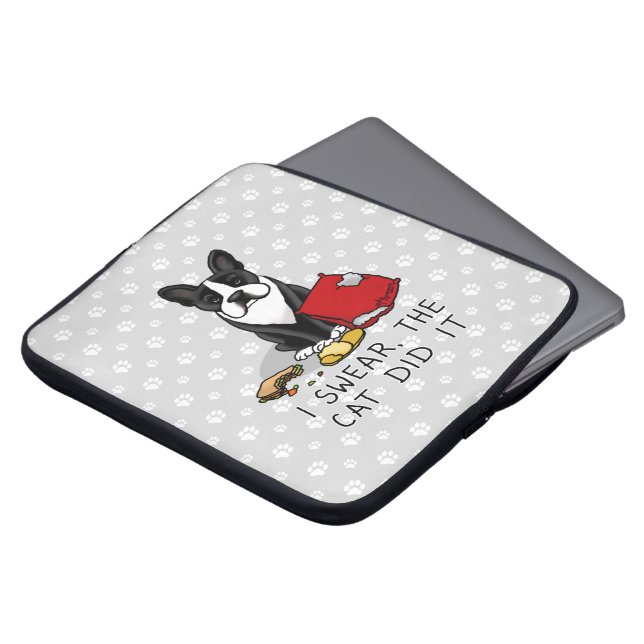 Capa Para Notebook Eu juro, o gato fez isso Boston Terrier (preto) (Frente Topo)
