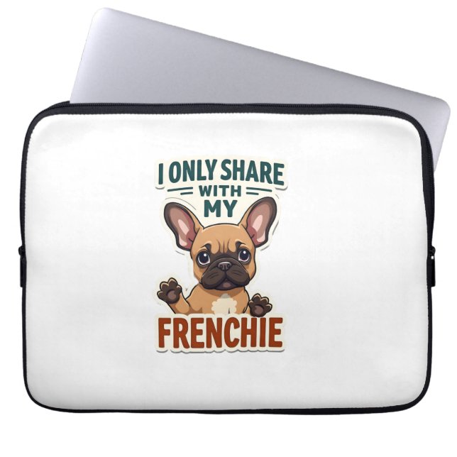 Capa Para Notebook Eu Só Compartilho Com Meu Francês Bulldog Francês  (Frente)