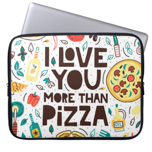 Capa Para Notebook Eu te amo mais que pizza. Inscrição em comida ital
