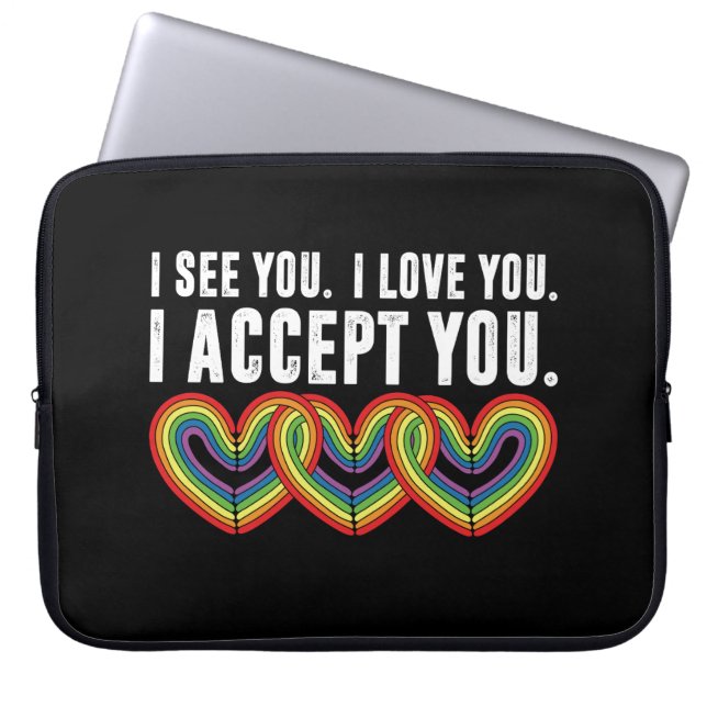 Capa Para Notebook Eu Vejo Você Eu Amo Você Eu Aceito Você Arco-íris  (Frente)