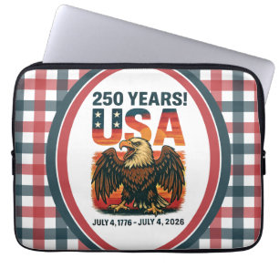 Capa Para Notebook EUA 250 Anos – Águia Careca Patriótica 4 de Julho